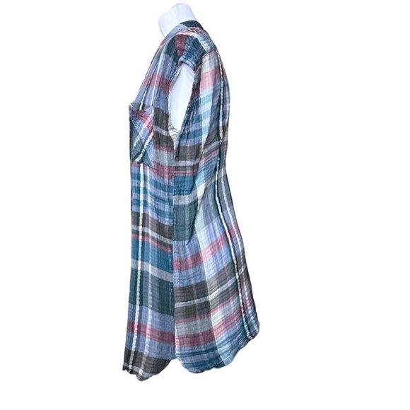 Anthro Holding Horses shirt dress gauze Small plaid button down - Picture 4 of 8